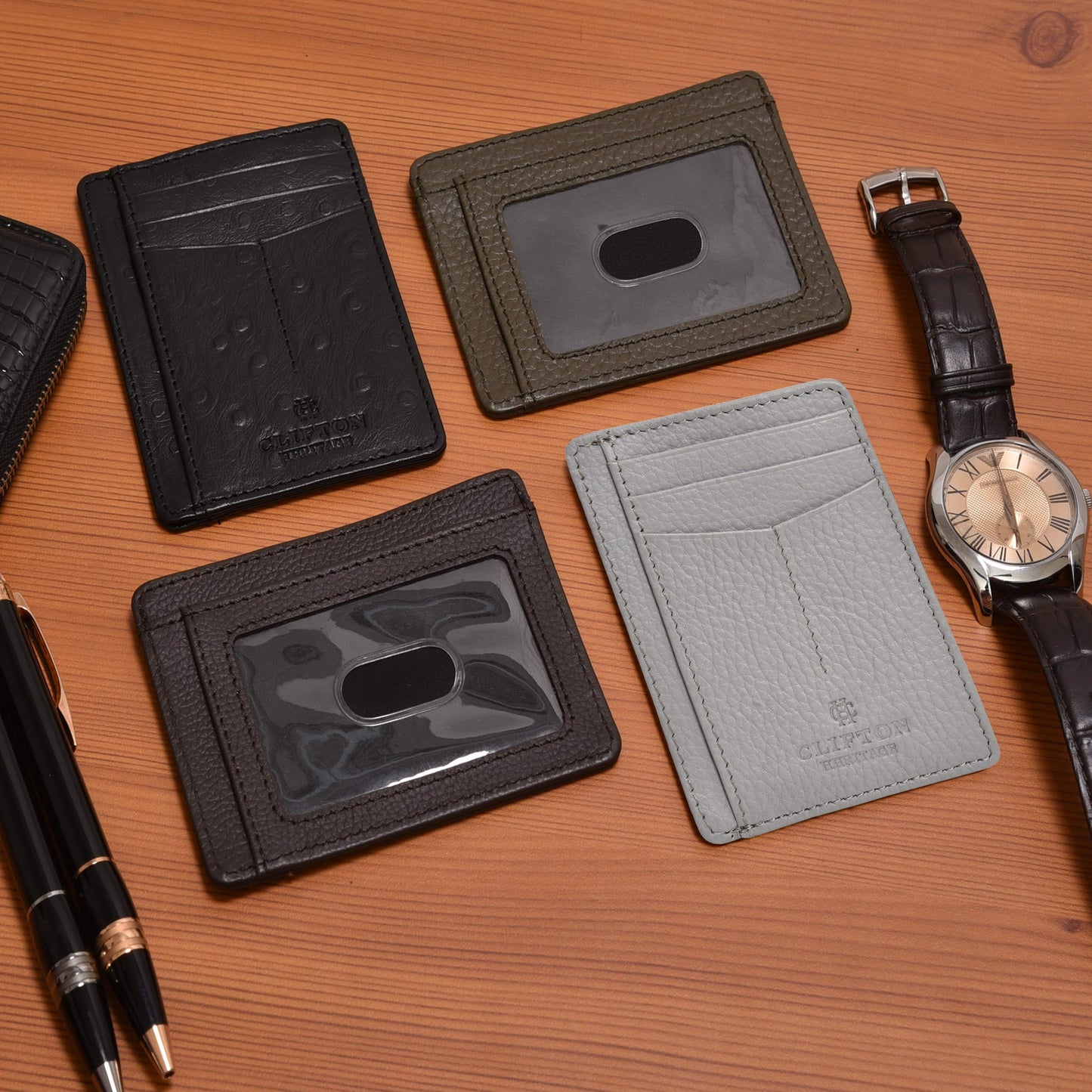 Leather Minimalist Wallet for Men & Women RFID Front Pocket Leather Card Holder Wallets
