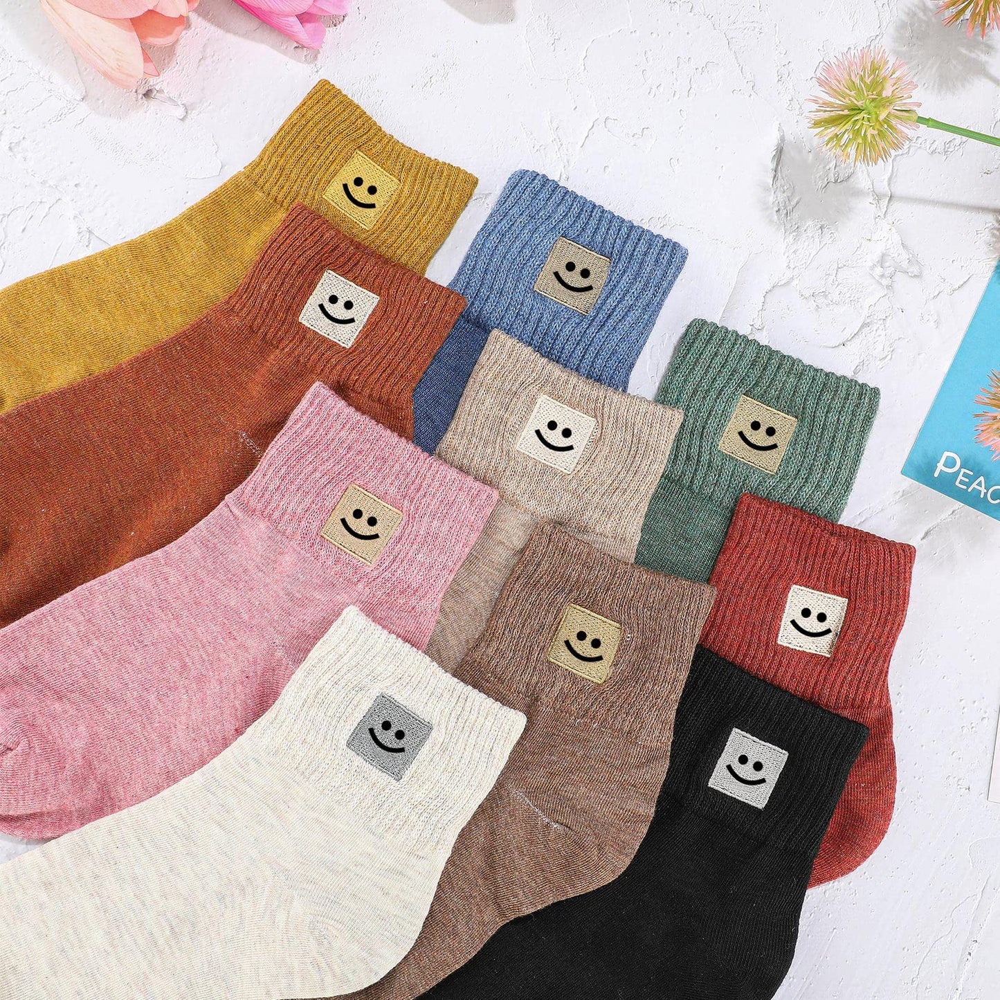 Eurzom 10 Pairs Socks Elastic Ankle Length Cotton Socks Aesthetic Socks Cute Socks Lightweight Low Cut Socks for Women Girl