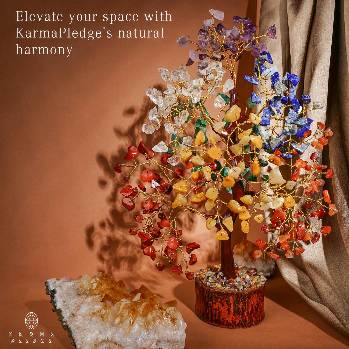 Crystal Tree of Life 7 Chakra Healing Crystal Trees for Home Decor, Office Desk Decor, Living Room Decor, Handmade Bonsai Trees for Positive Energy, Money, Good Luck Birthday Gifts for Women, Mom