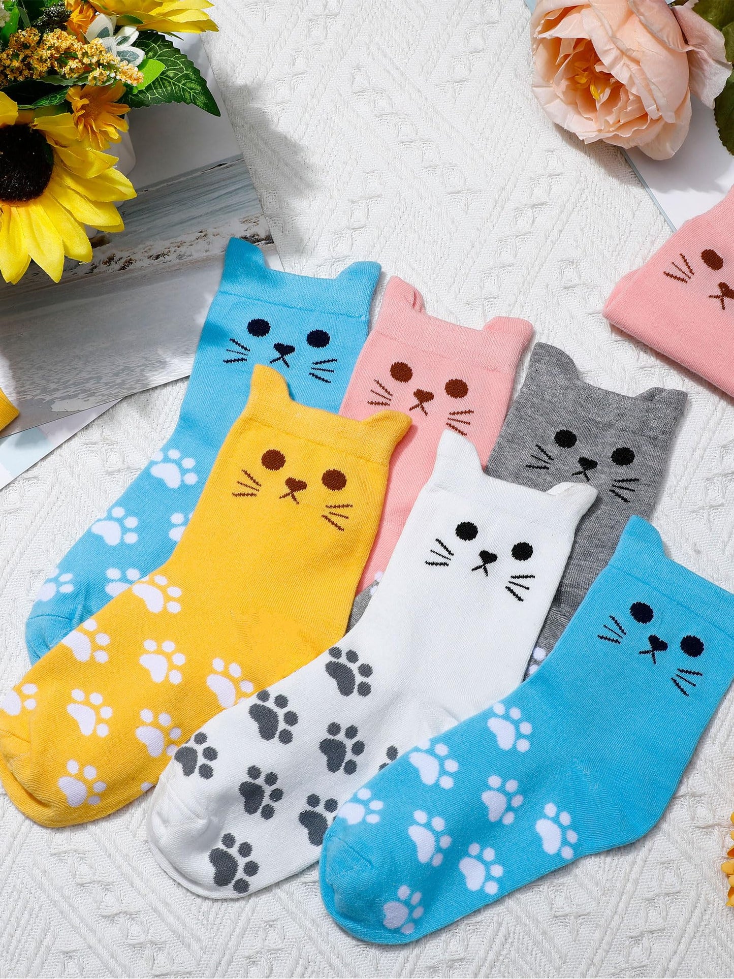 Eurzom 10 Pairs Socks Elastic Ankle Length Cotton Socks Aesthetic Socks Cute Socks Lightweight Low Cut Socks for Women Girl