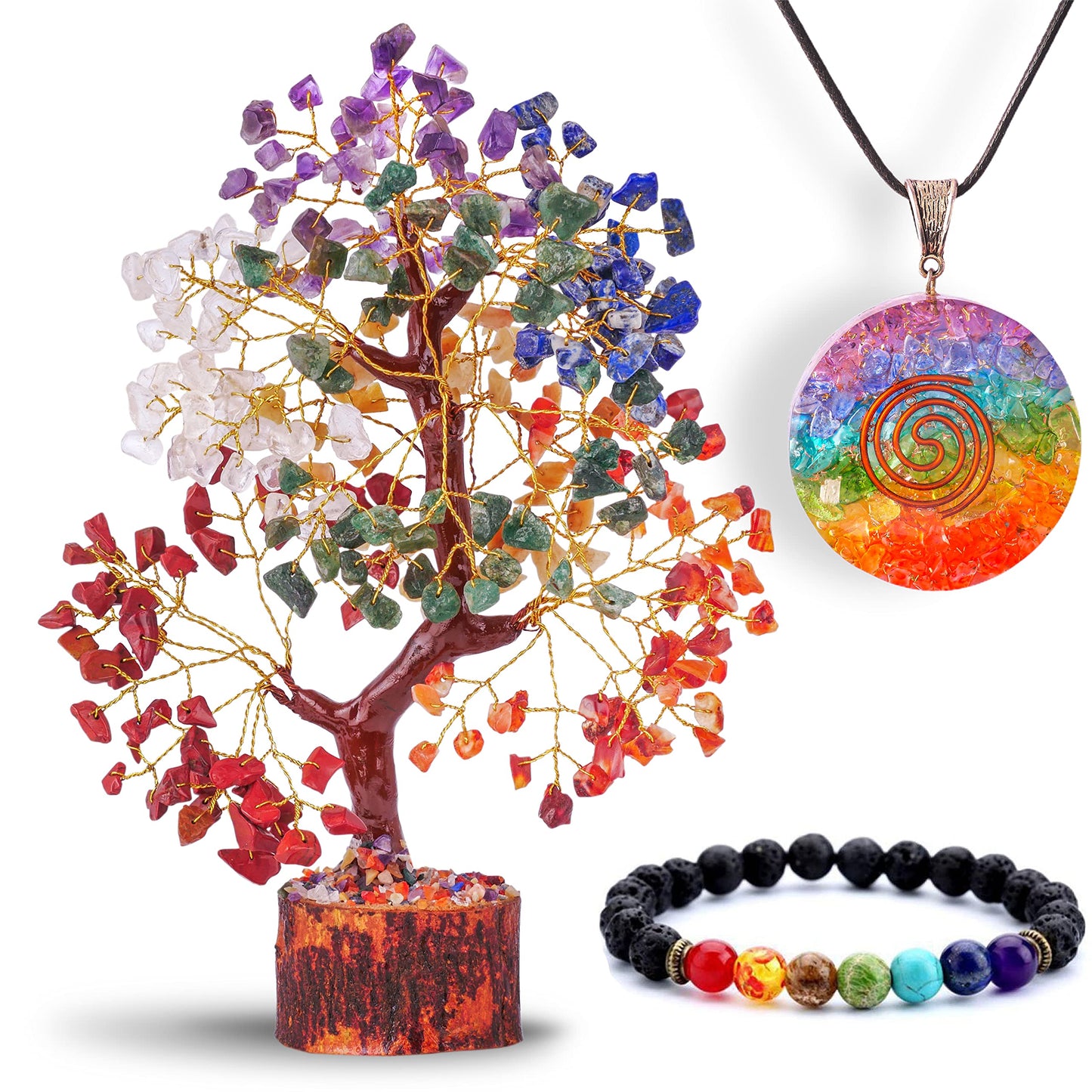 7 Chakra Tree, Crystals and Healing Stones, Chakra Tree of Life Crystal Tree for Positive Energy, Birthday Gifts for Women, Home Office Decor, House Warming Gifts New Home, Spiritual Gifts