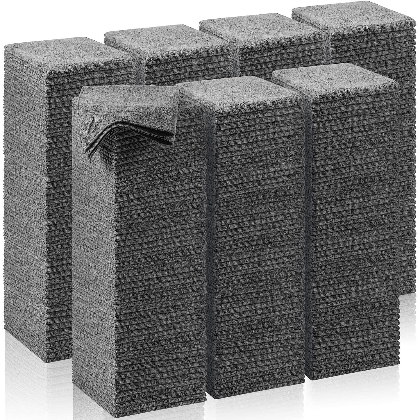 Oudain 200Pcs 16x16 Inch Microfiber Cleaning Cloth Towels for Car, Highly Absorbent Cleaning Rag Washable Reusable Multi-Purpose Wiper Cloths for Wash Car Home Pet Drying Dusting (Gray)