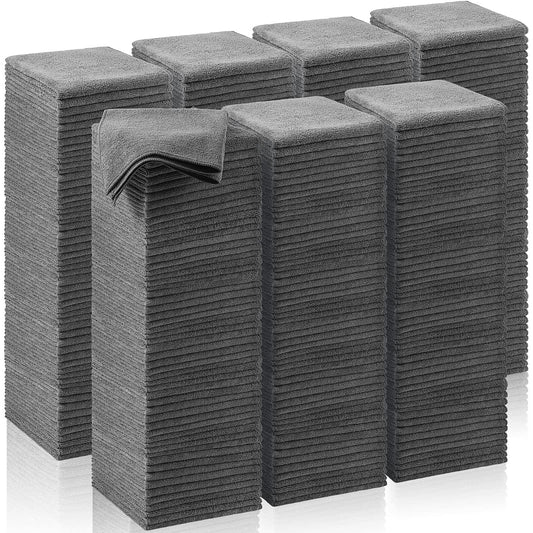 Oudain 200Pcs 16x16 Inch Microfiber Cleaning Cloth Towels for Car, Highly Absorbent Cleaning Rag Washable Reusable Multi-Purpose Wiper Cloths for Wash Car Home Pet Drying Dusting (Gray)