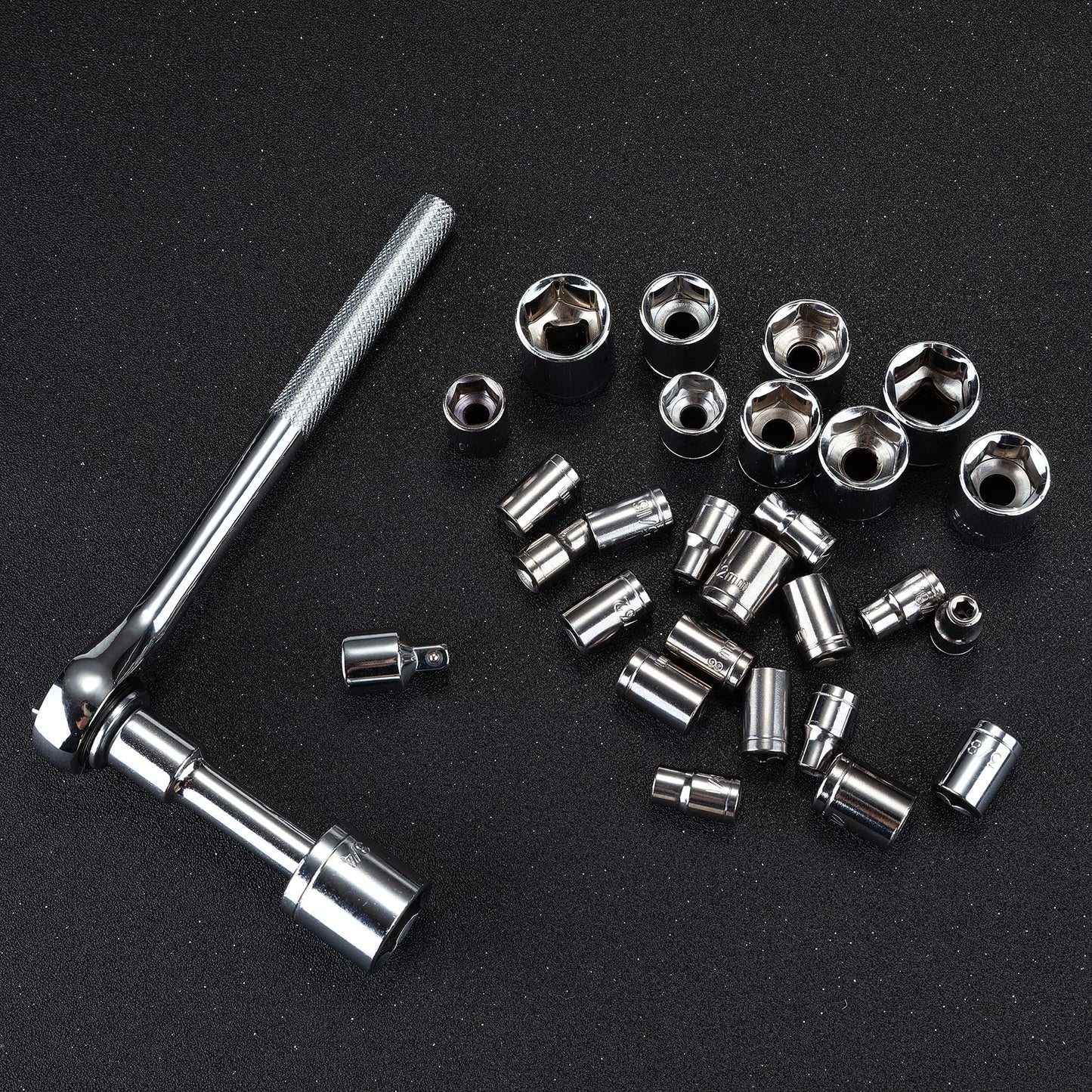 CARTMAN 205 Piece Ratchet Wrench Tool Set 1/4" & 3/8" & 1/2" Drive with SAE/Metric Sockets Kit in Plastic Toolbox